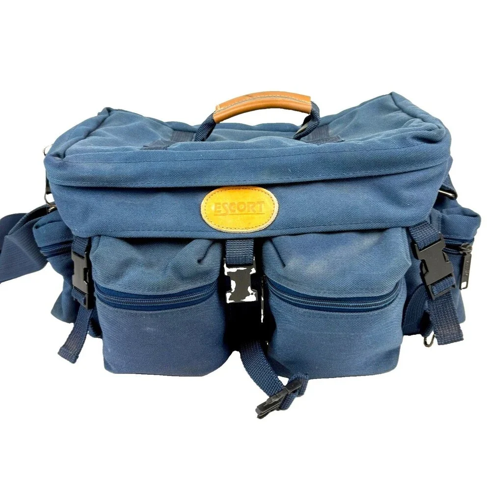 Vintage Escort Photo Travel Case LTD Edition 605 Reg. 325005 Blue Canvas/Leather